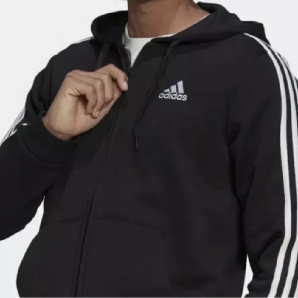 adidas Essentials Fleece 3-Stripes Full-Zip Hoodie Men's.